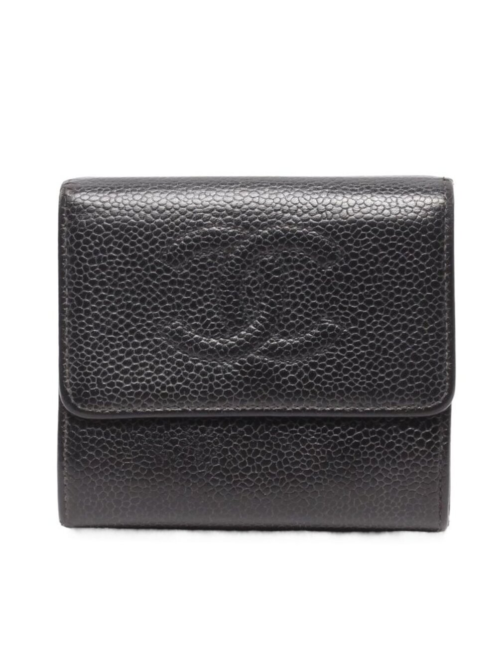 Chanel Snap Trifold Wallet Caviar Leather CC Logo